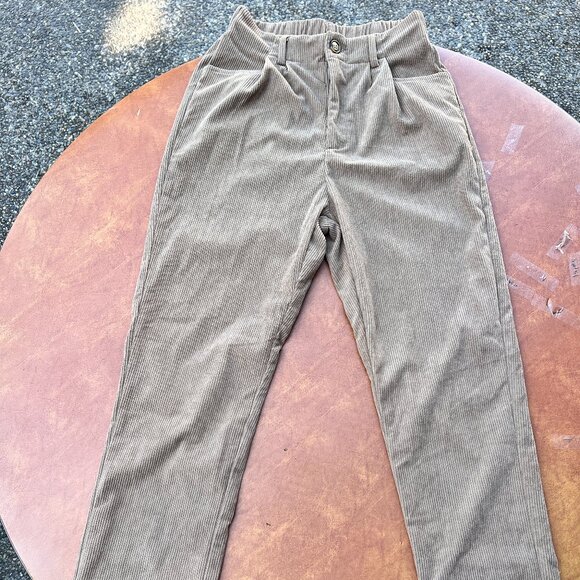 Size S Pants Womens Tan Beige Corduroy Straight Leg Mid Rise - Picture 1 of 12